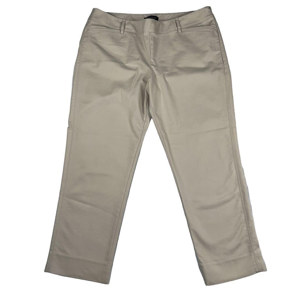 White House Black Market Perfect Form Slim Ankle Pant Flat Front Khaki Size 14R